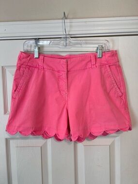Vineyard Vines Pink Scallop Hem Chino Shorts Preppy Summer Size 6 Cotton
